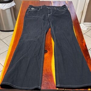 Harley-Davidson Women's Black Flare Jeans With White Stitching T8